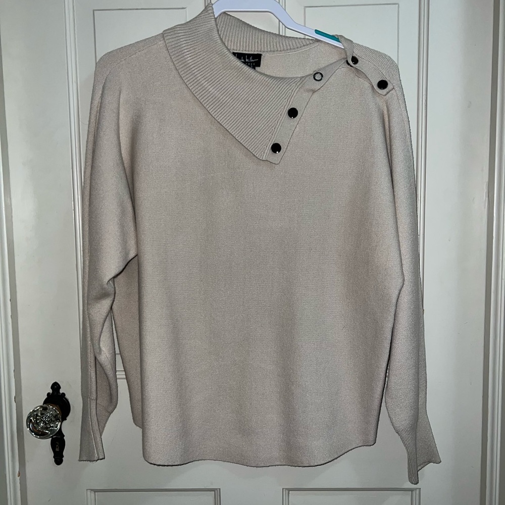 Nicole Miller Cable & Gauge Women's Cream Sweater - Size Medium
